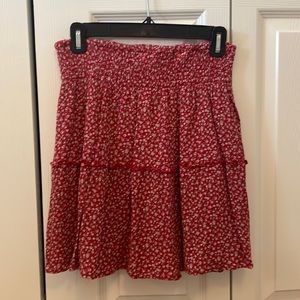 Holister Red Floral Mini Skirt